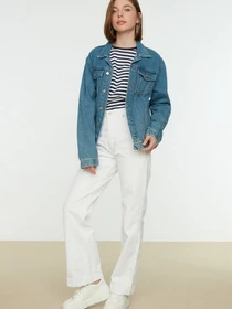 Джинси Trendyol Frayed Straight модель TCTSS22JE0044/Beyaz Фото