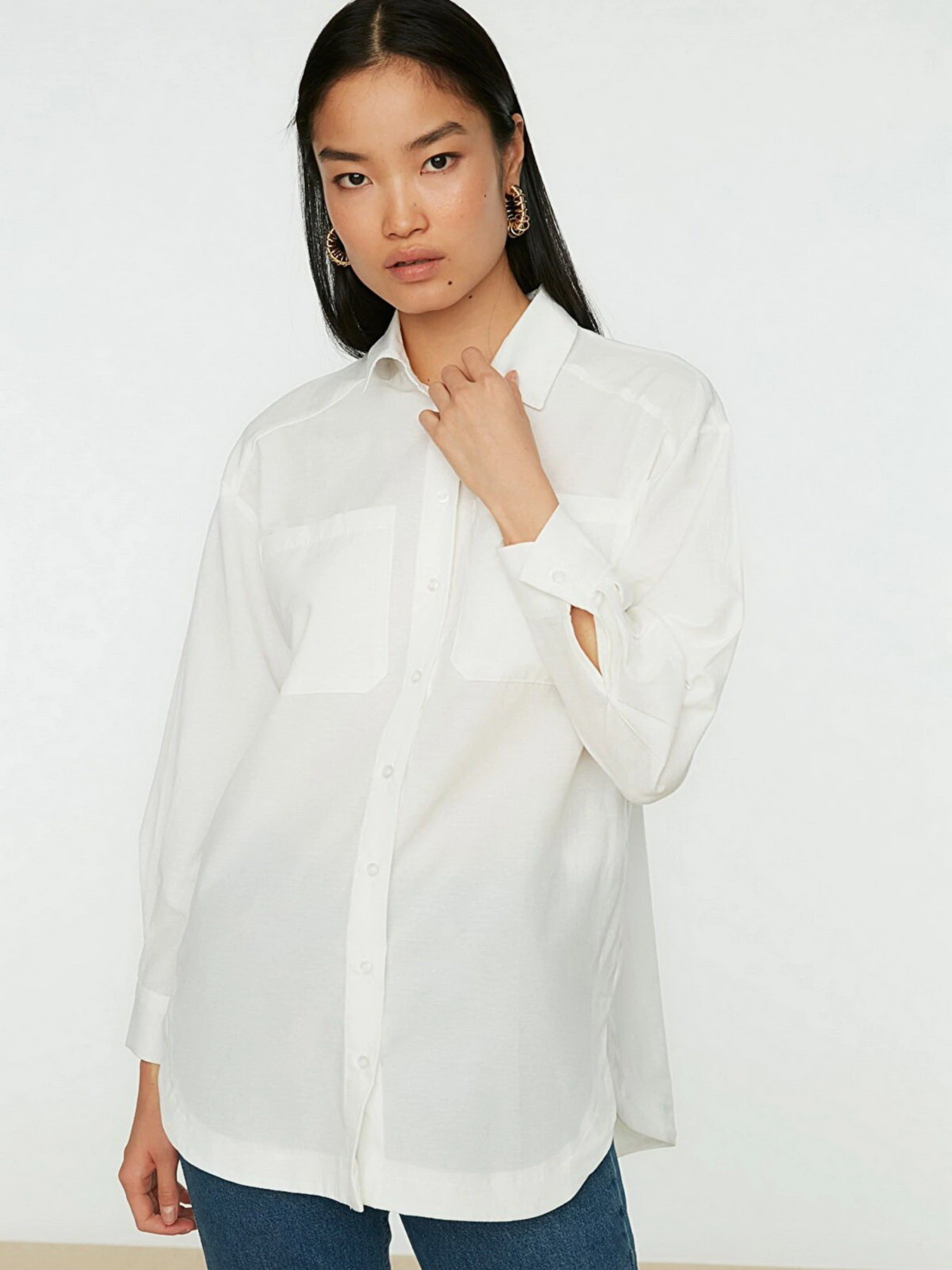 Рубашки Trendyol модель TCTSS22GO0102/Ekru Рубашки Trendyol модель TCTSS22GO0102/Ekru Фото