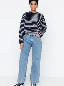 Джинси Trendyol Frayed Straight модель TCTSS22JE0044/Mavi Фото