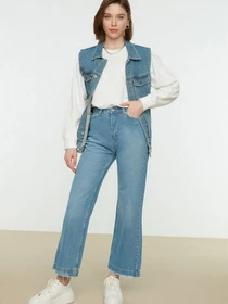 Джинси Trendyol Frayed Straight модель TCTSS22JE0044/Indigo Фото