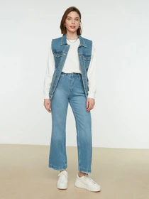 Джинси Trendyol Frayed Straight модель TCTSS22JE0044/Indigo Фото