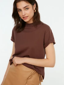 Футболки и поло Trendyol модель TWOSS20TS1500/Kahverengi-Bej Фото