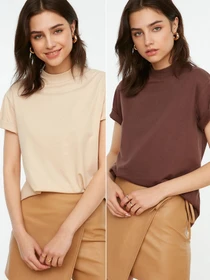 Футболки и поло Trendyol модель TWOSS20TS1500/Kahverengi-Bej Фото