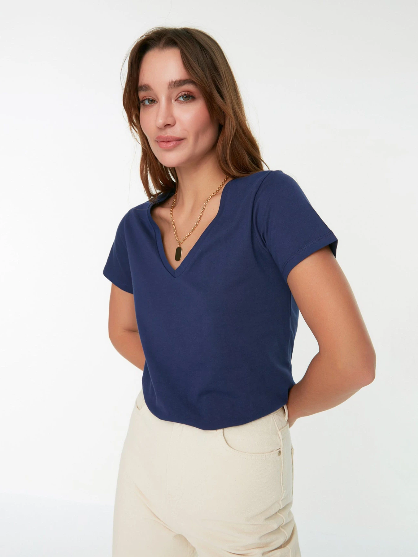 Футболки и поло Trendyol модель TWOSS20TS0142/Lacivert-Lila Футболки и поло Trendyol модель TWOSS20TS0142/Lacivert-Lila Фото