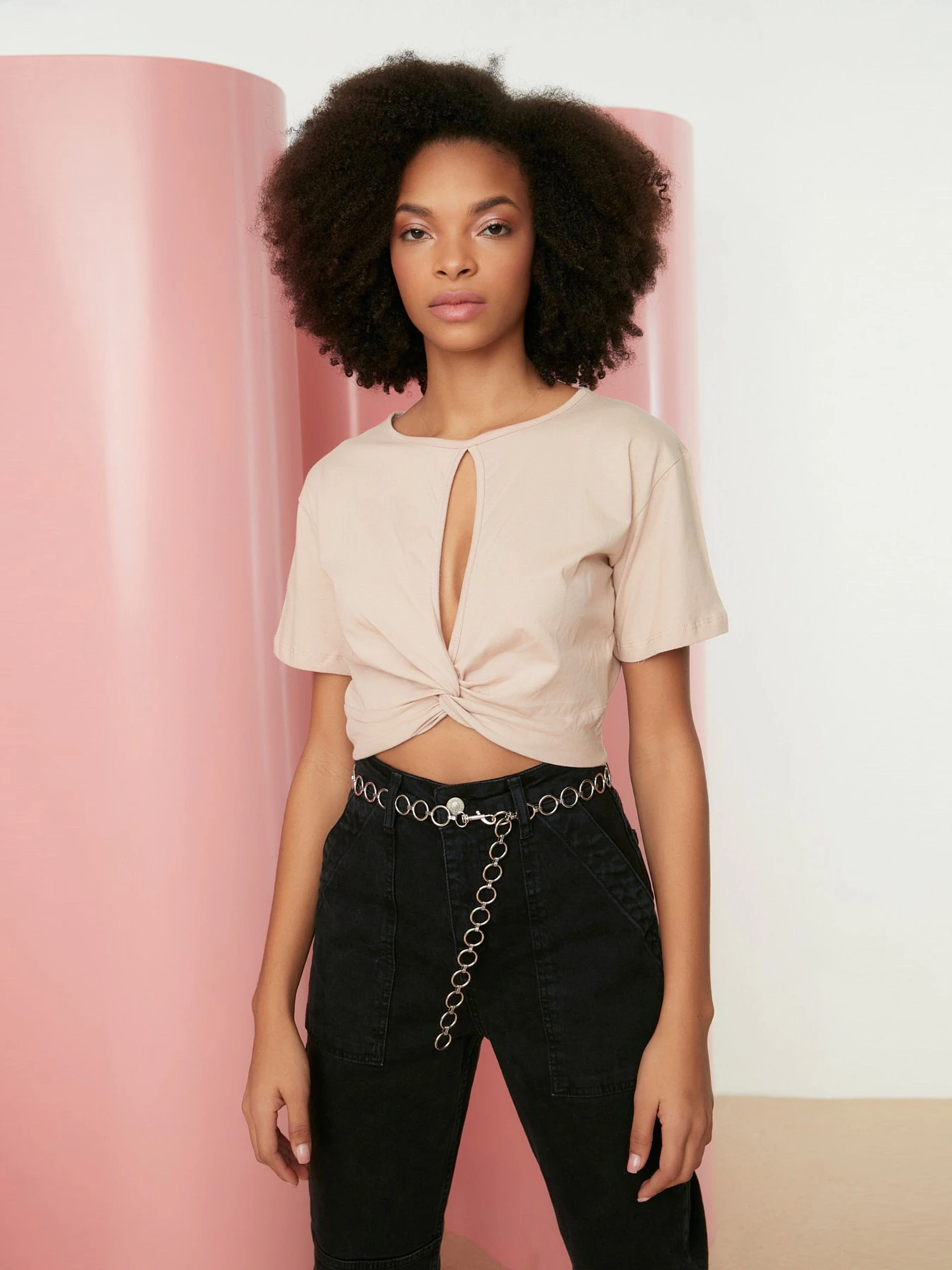 Футболки и поло Trendyol модель TWOSS22TS1020/Bej Футболки и поло Trendyol модель TWOSS22TS1020/Bej Фото