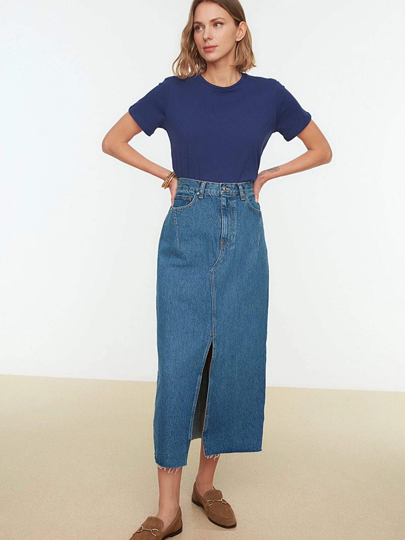 Футболки и поло Trendyol модель TWOSS20TS0141/Lacivert-Bej Футболки и поло Trendyol модель TWOSS20TS0141/Lacivert-Bej Фото
