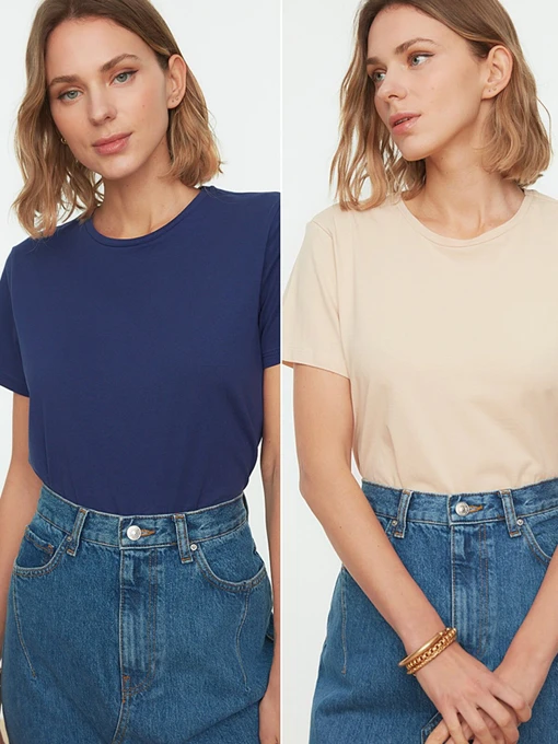 Футболки и поло Trendyol модель TWOSS20TS0141/Lacivert-Bej Фото