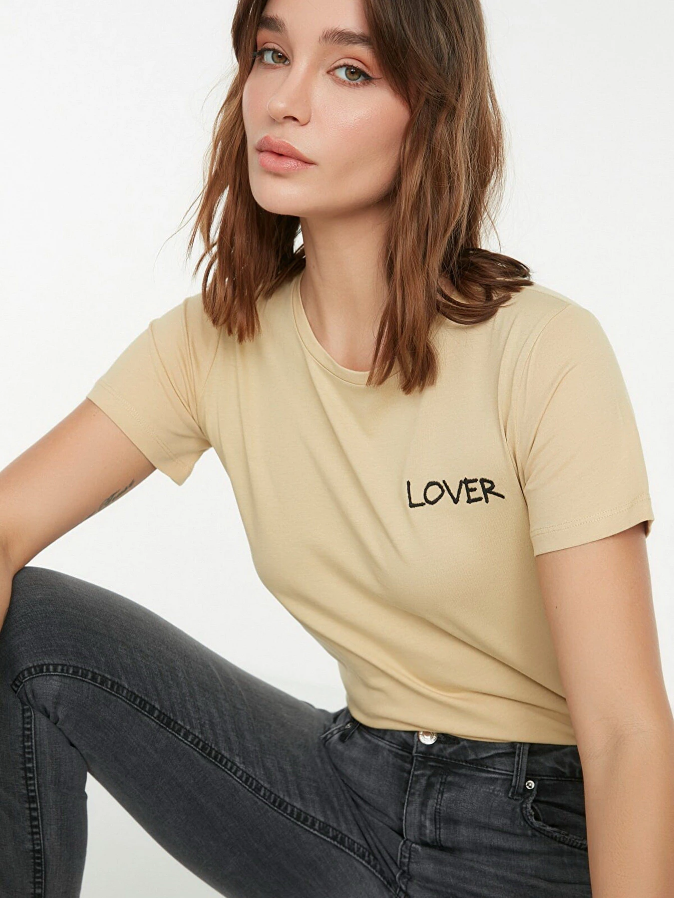 Футболки и поло Trendyol модель TWOSS22TS00141/Bej Футболки и поло Trendyol модель TWOSS22TS00141/Bej Фото