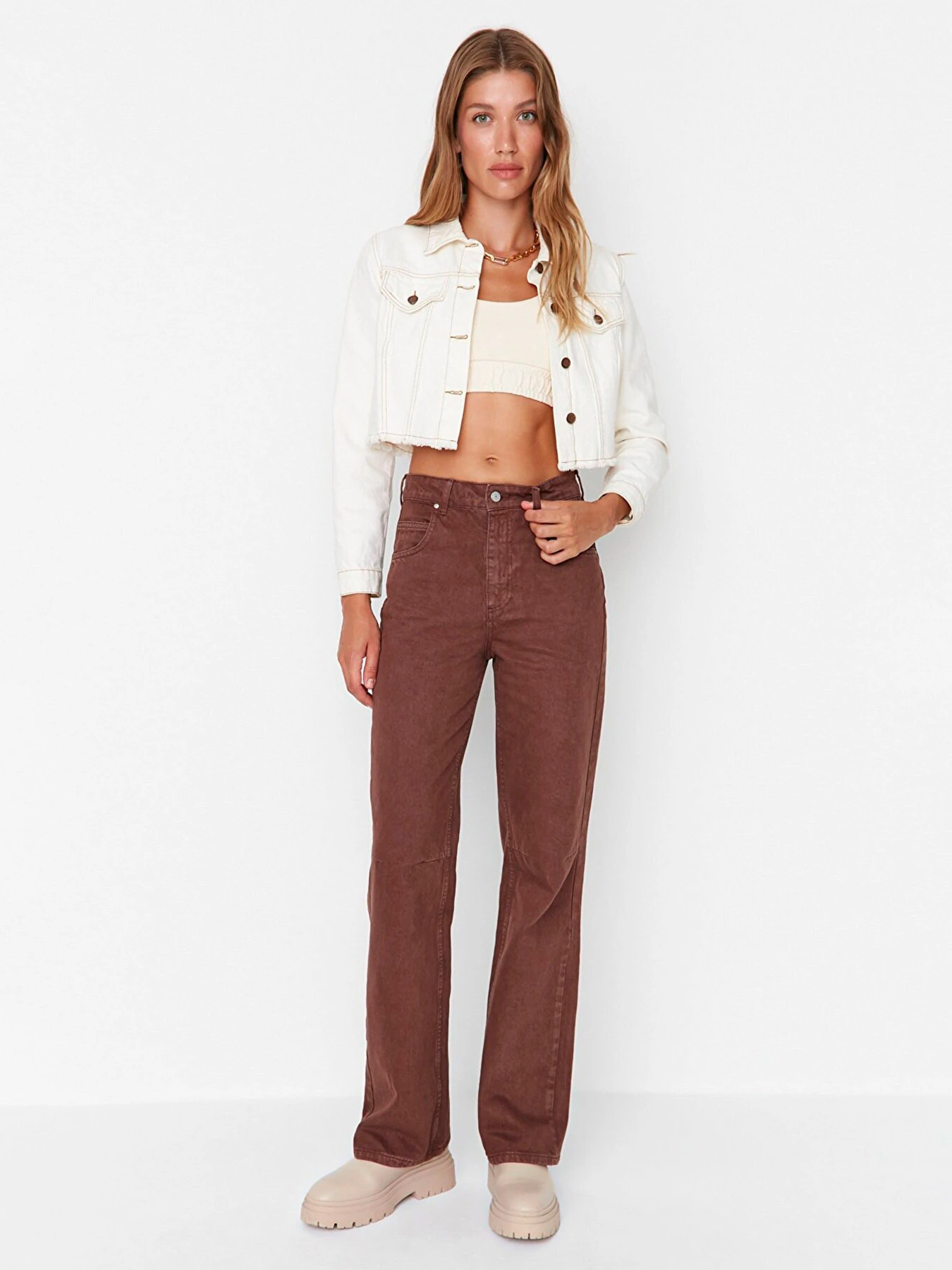 Джинси Trendyol модель TWOAW23JE00333/Kahverengi Фото