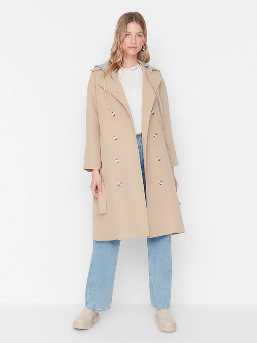 Пальто и плащи Trendyol модель TWOAW23TR00017/Bej Фото