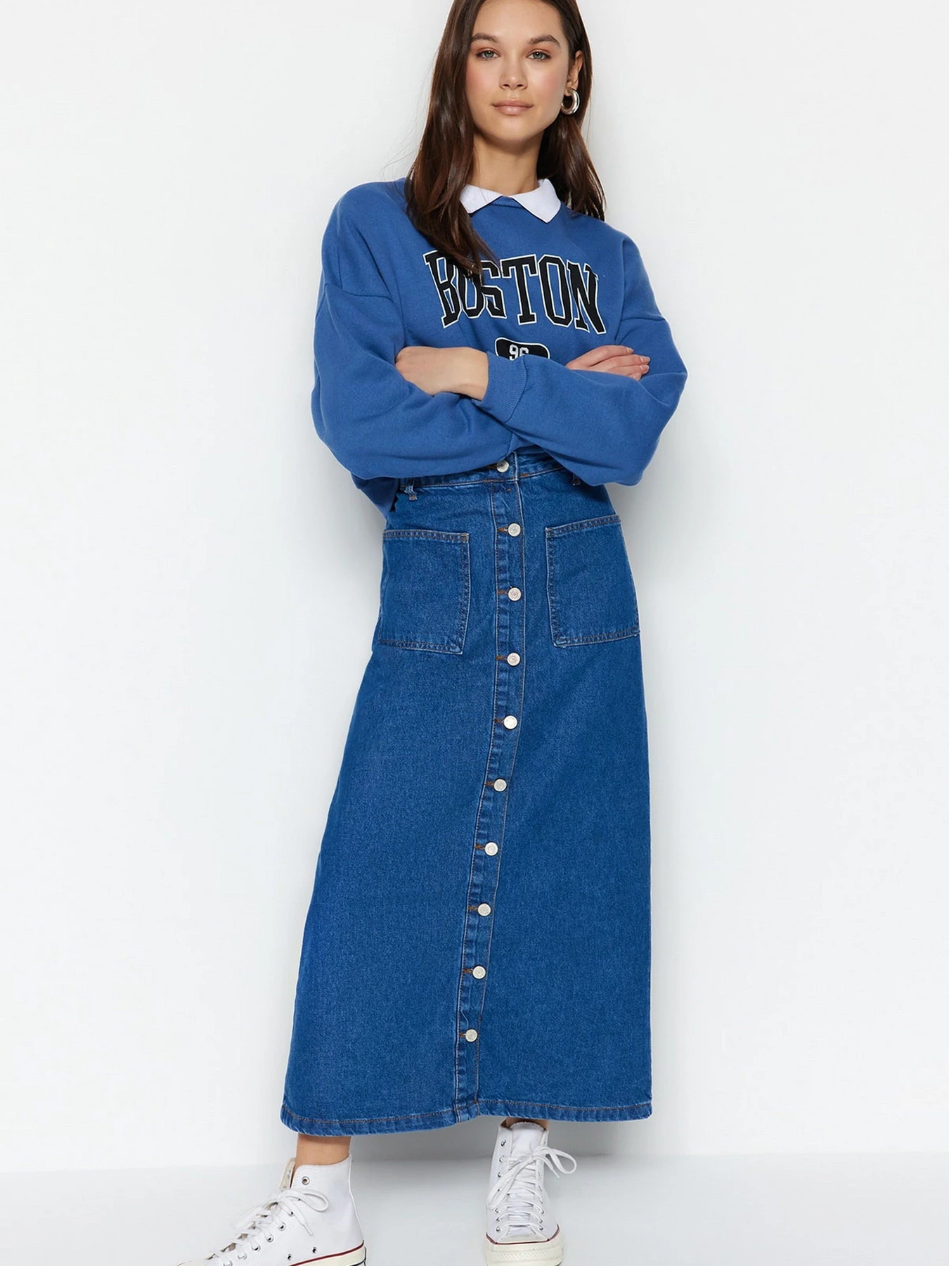 Спідниці Trendyol модель TCTSS23EE00002/Koyu Mavi Фото
