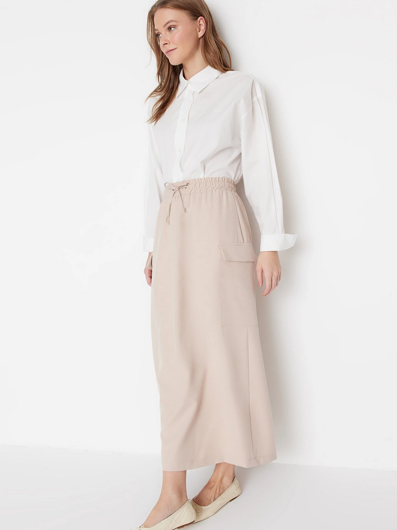 Юбки Trendyol модель TCTSS23EE00012/Krem Юбки Trendyol модель TCTSS23EE00012/Krem Фото