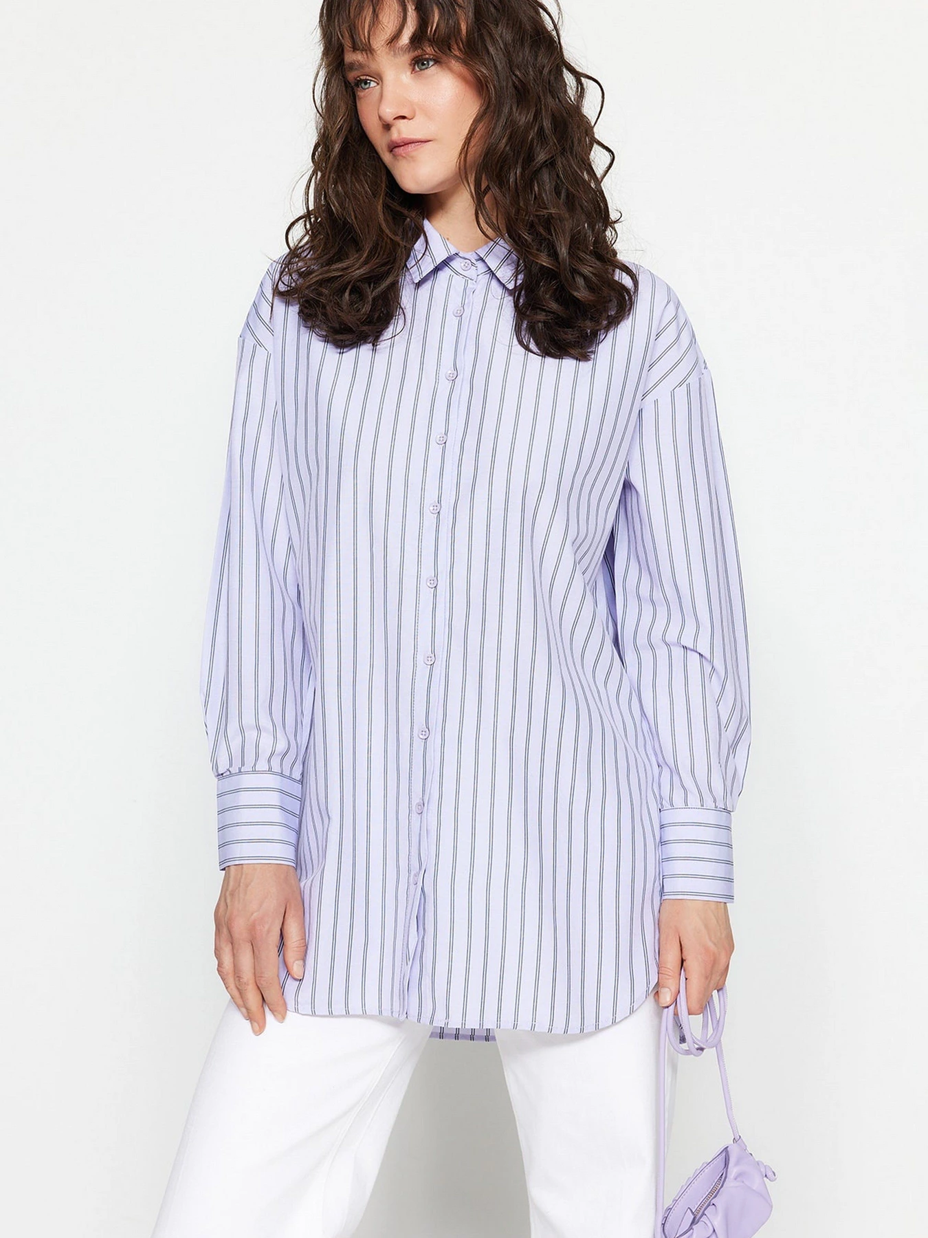 Рубашки Trendyol модель TCTSS23TG00004/Lila Рубашки Trendyol модель TCTSS23TG00004/Lila Фото