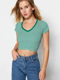 Футболки і поло Trendyol модель TWOSS23BZ00389/Beyaz-Yesil Фото