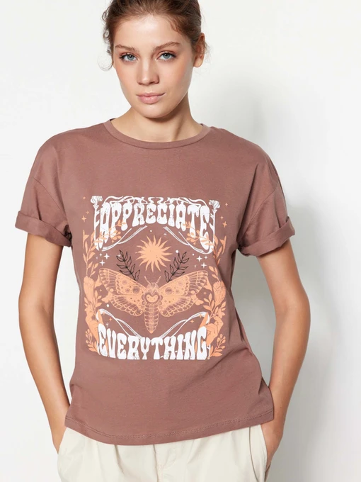 Футболки и поло Trendyol модель TWOSS23TS00140/Kahverengi Фото