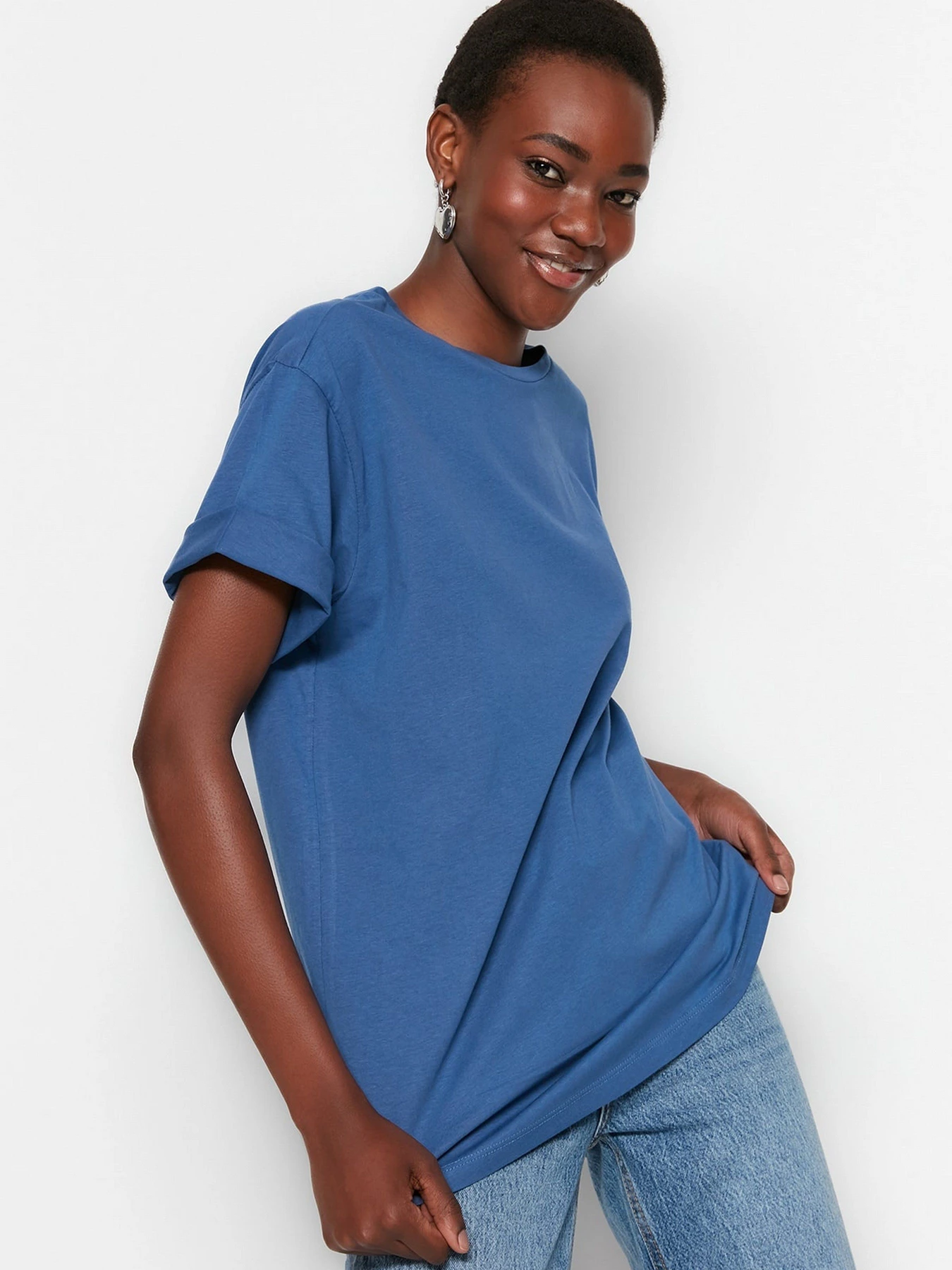 Футболки и поло Trendyol модель TWOSS23TS00148/Indigo Футболки и поло Trendyol модель TWOSS23TS00148/Indigo Фото