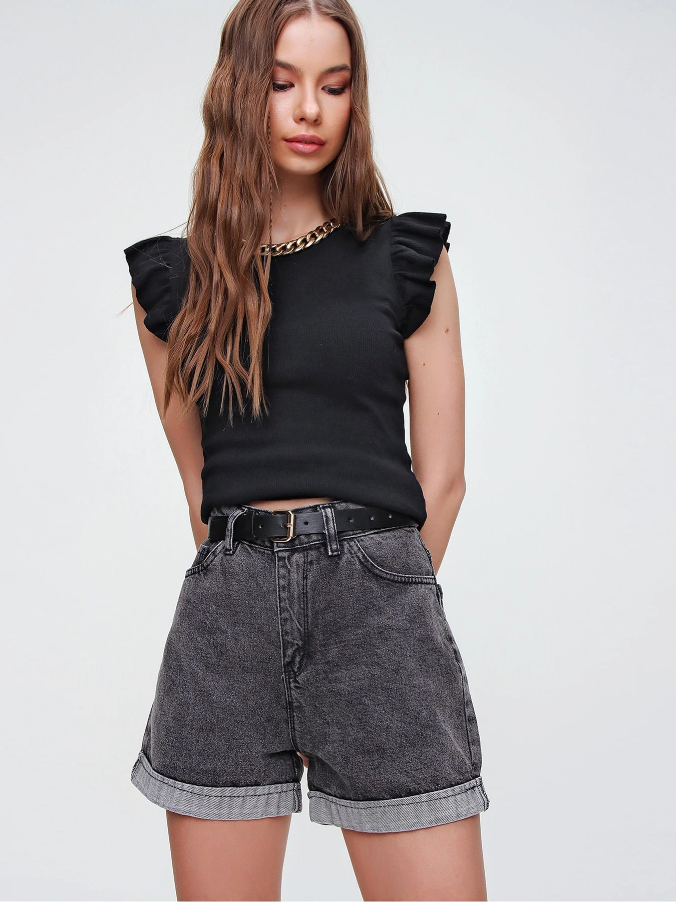 Шорты Trend Alacati Stili модель ALC-X5938ANTHRACITE Шорты Trend Alacati Stili модель ALC-X5938ANTHRACITE Фото