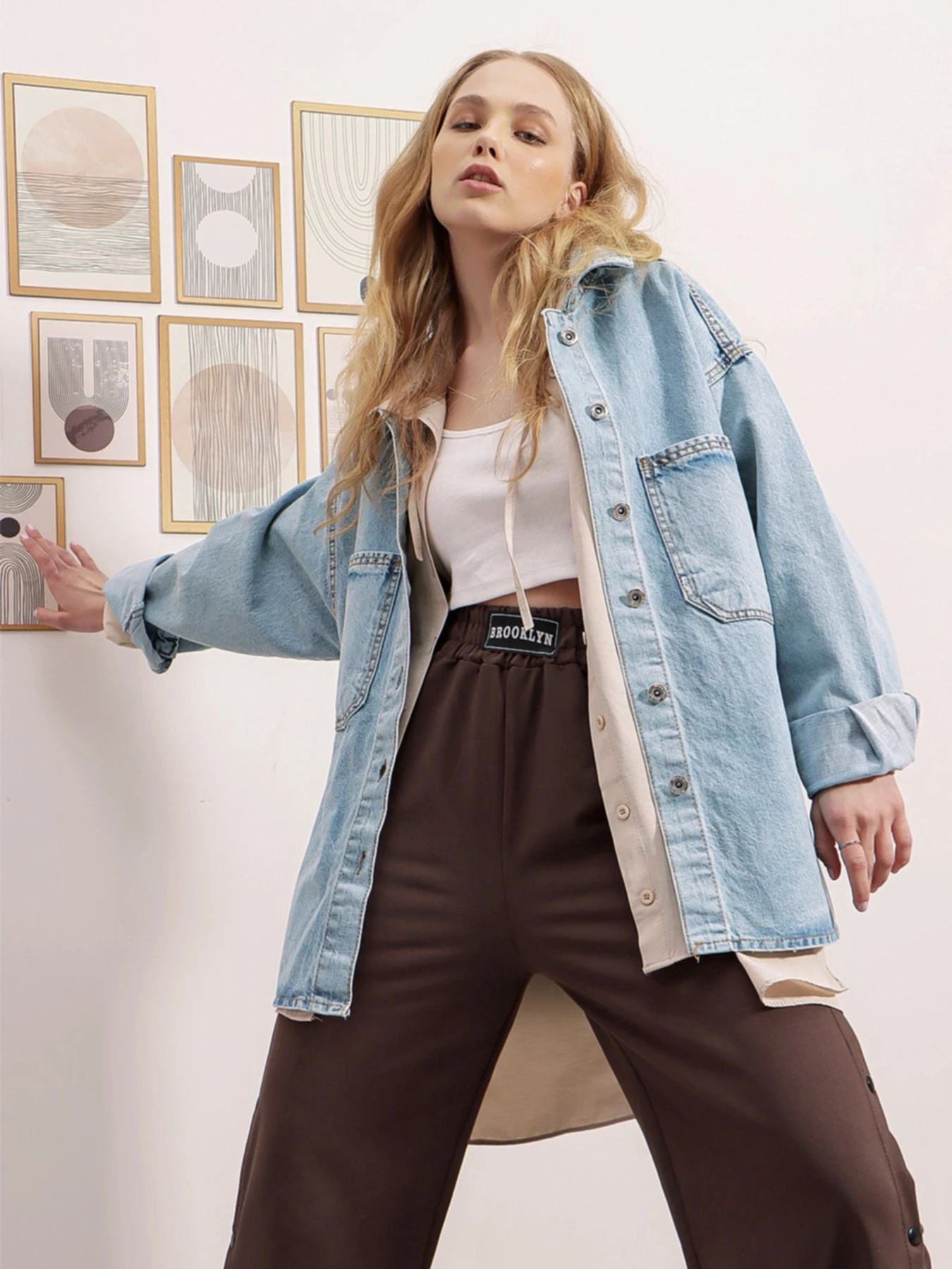 Куртки и дубленки Trend Alacati Stili модель ALC-X8152BUZ MAVİ Куртки и дубленки Trend Alacati Stili модель ALC-X8152BUZ MAVİ Фото