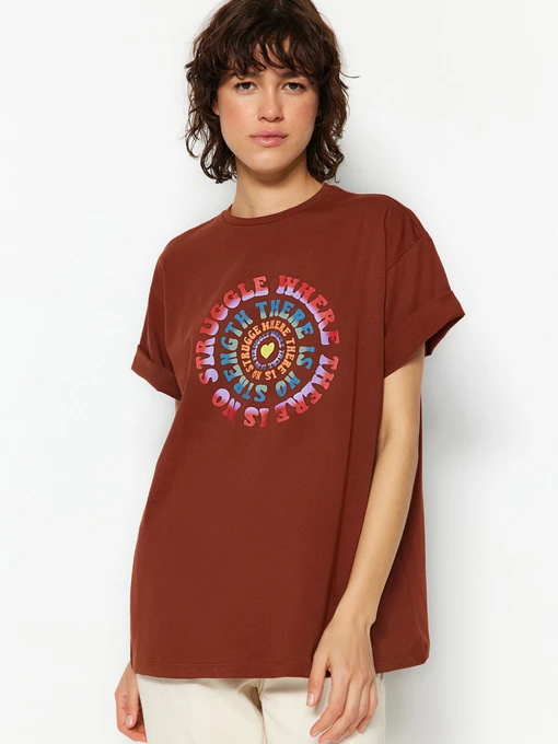 Футболки и поло Trendyol модель TWOSS23TS00250/Kahverengi Фото