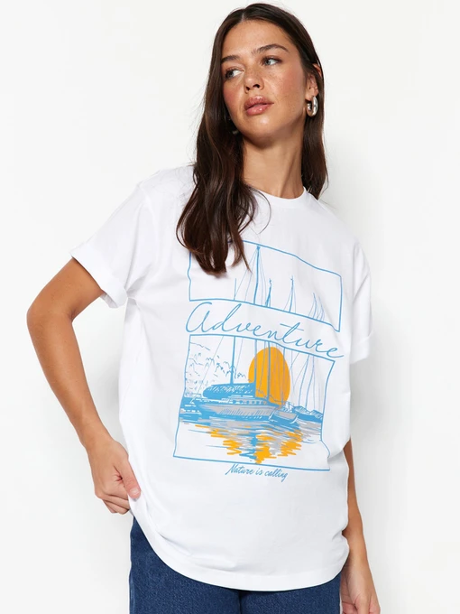 Футболки и поло Trendyol модель TWOSS23TS00364/Beyaz Фото