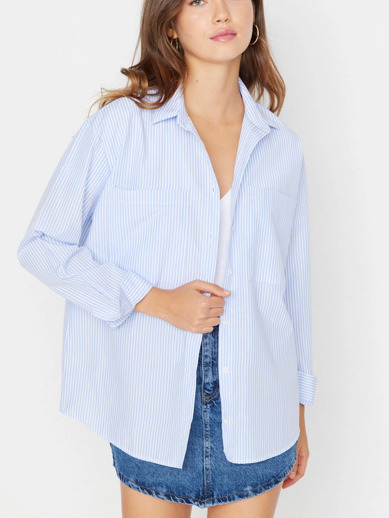 Рубашки Trendyol модель TWOAW23GO00359/Mavi Рубашки Trendyol модель TWOAW23GO00359/Mavi Фото