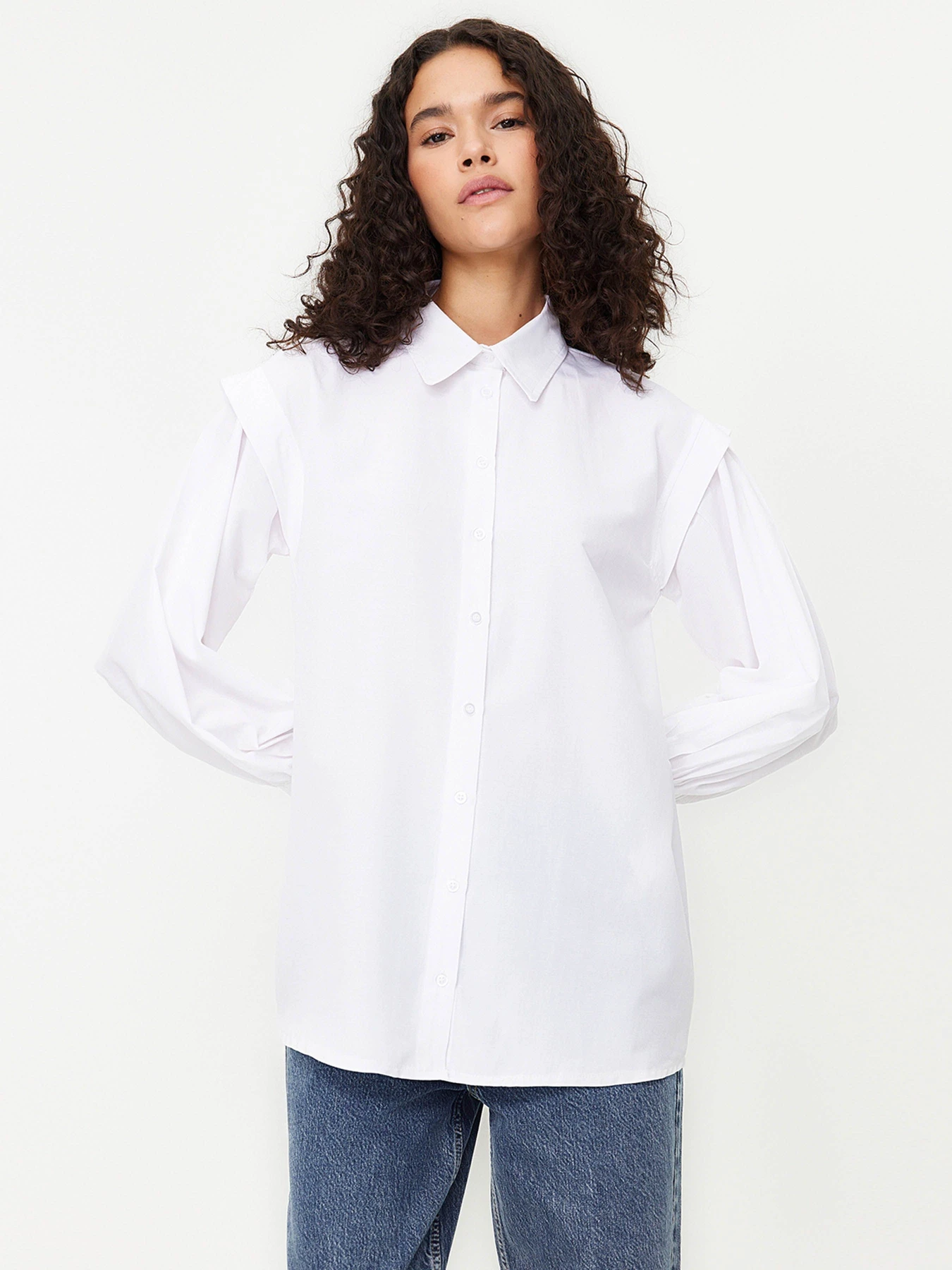 Рубашки Trendyol модель TCTSS24TG00023/Ekru Рубашки Trendyol модель TCTSS24TG00023/Ekru Фото