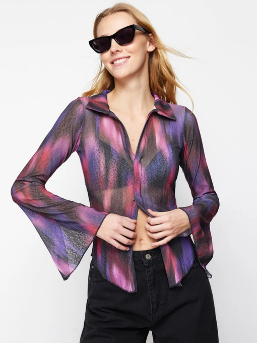 Рубашки Trendyol модель TWOSS24BZ00026/Mor Фото