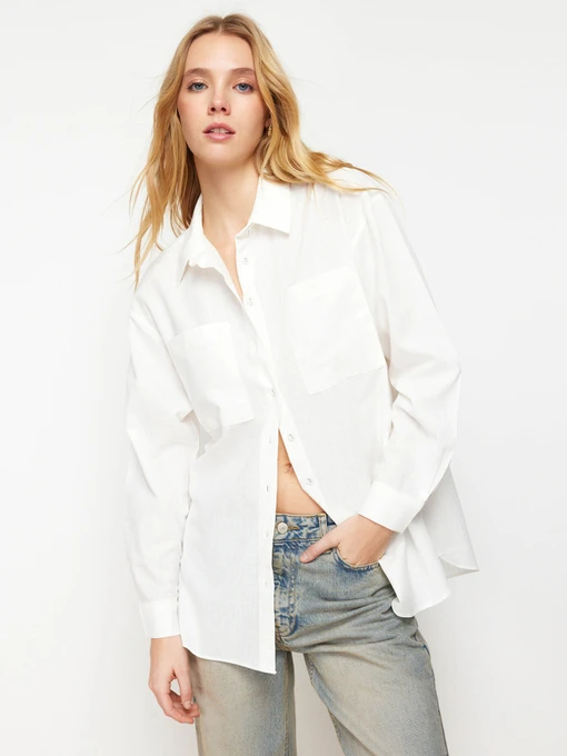 Рубашки Trendyol модель TWOSS24GO00072/Ekru Фото