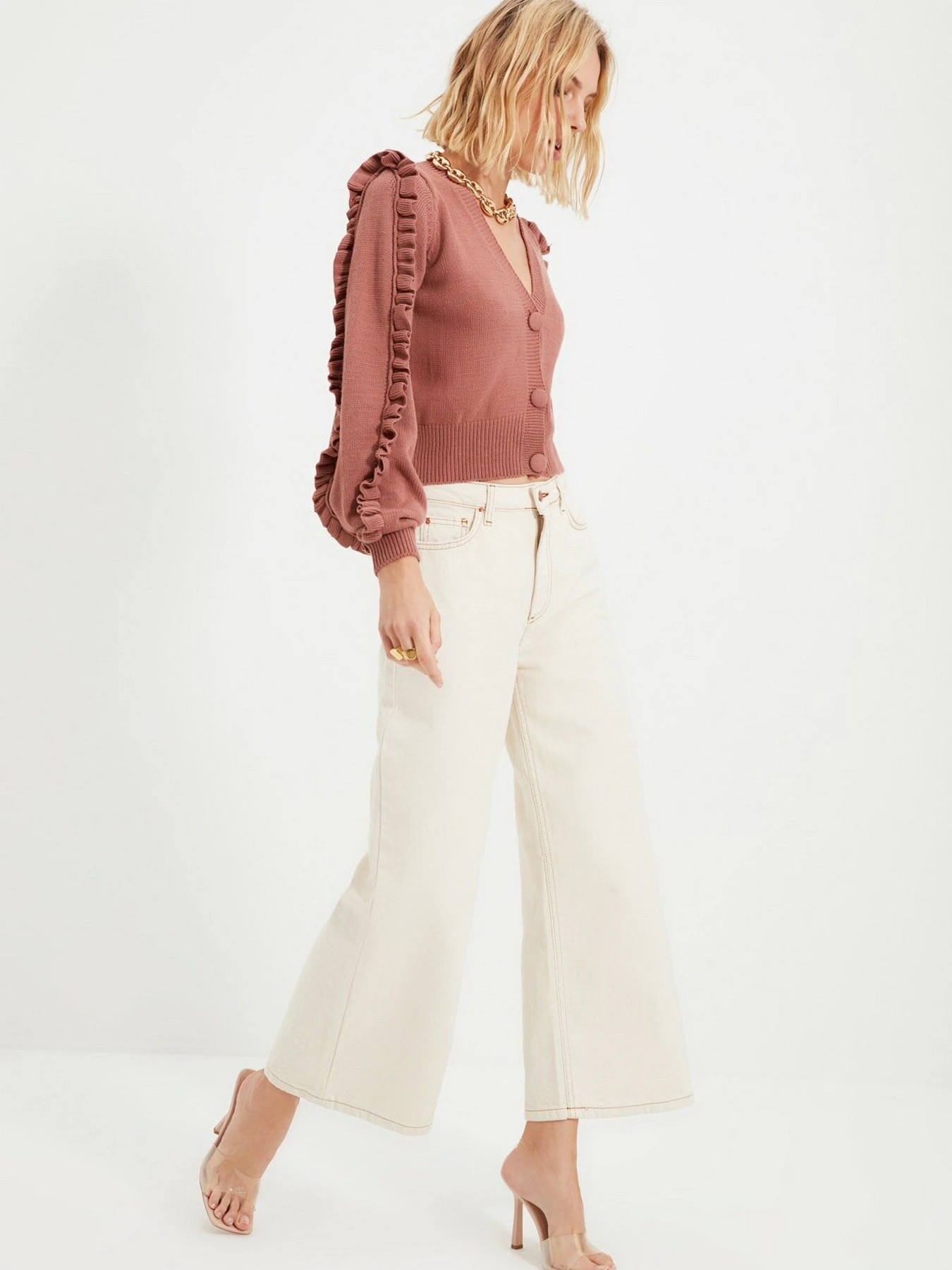 Свитры и кардиганы Trendyol модель TWOAW21HI0195/Gul Kurusu Свитры и кардиганы Trendyol модель TWOAW21HI0195/Gul Kurusu Фото
