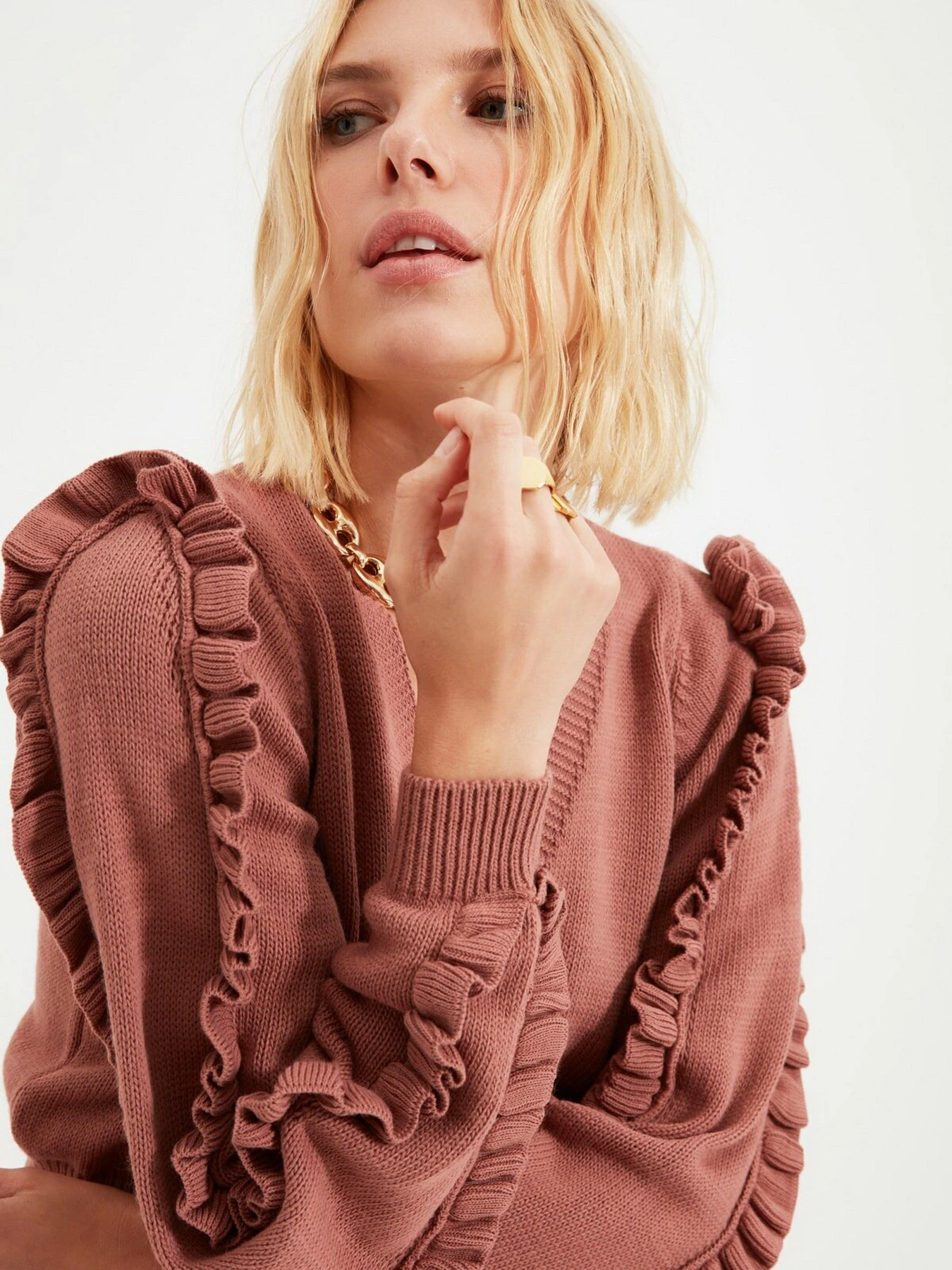 Свитры и кардиганы Trendyol модель TWOAW21HI0195/Gul Kurusu Свитры и кардиганы Trendyol модель TWOAW21HI0195/Gul Kurusu Фото