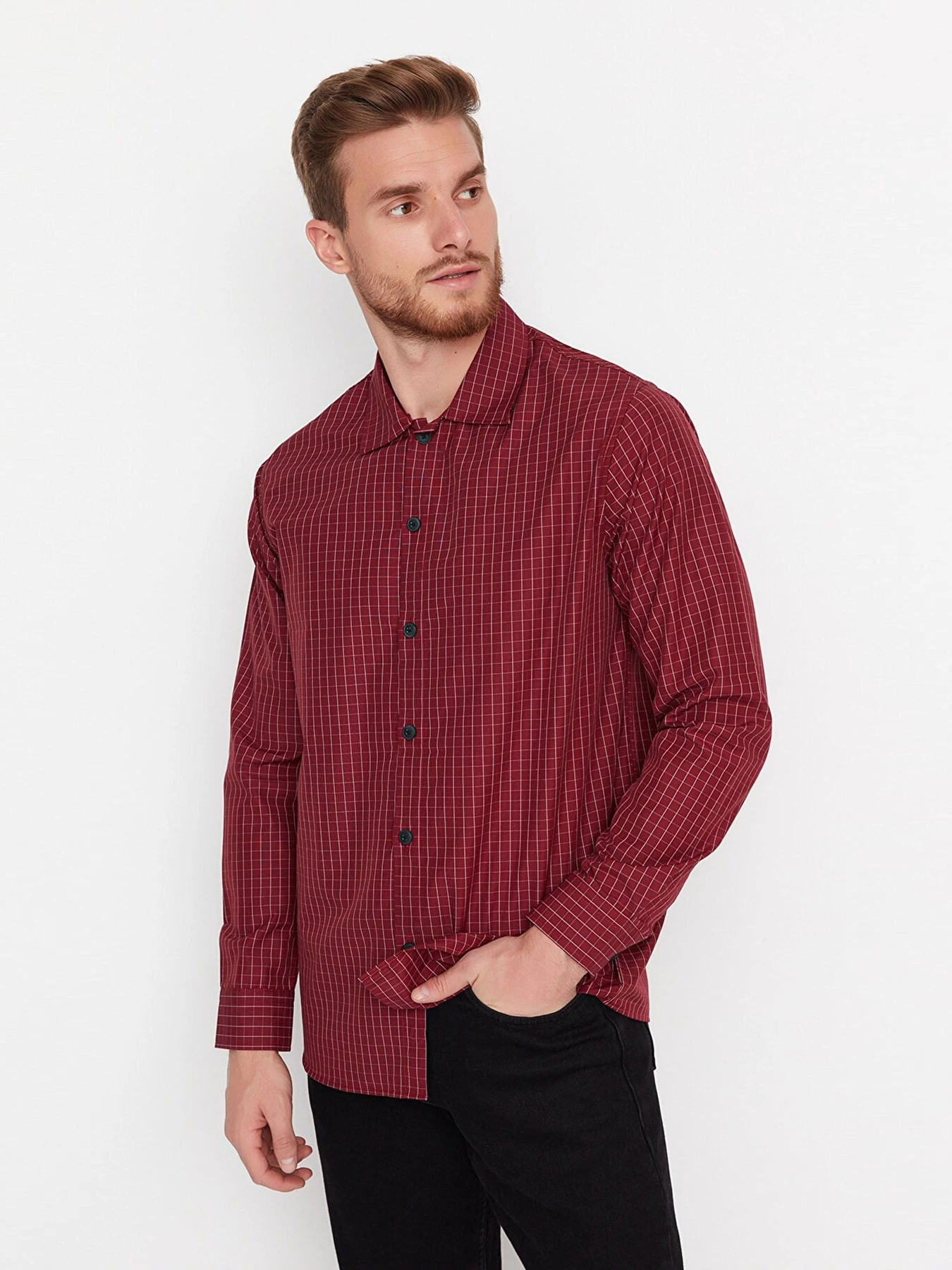 Рубашки Trendyol модель TMNAW23GO00016/Bordo Рубашки Trendyol модель TMNAW23GO00016/Bordo Фото