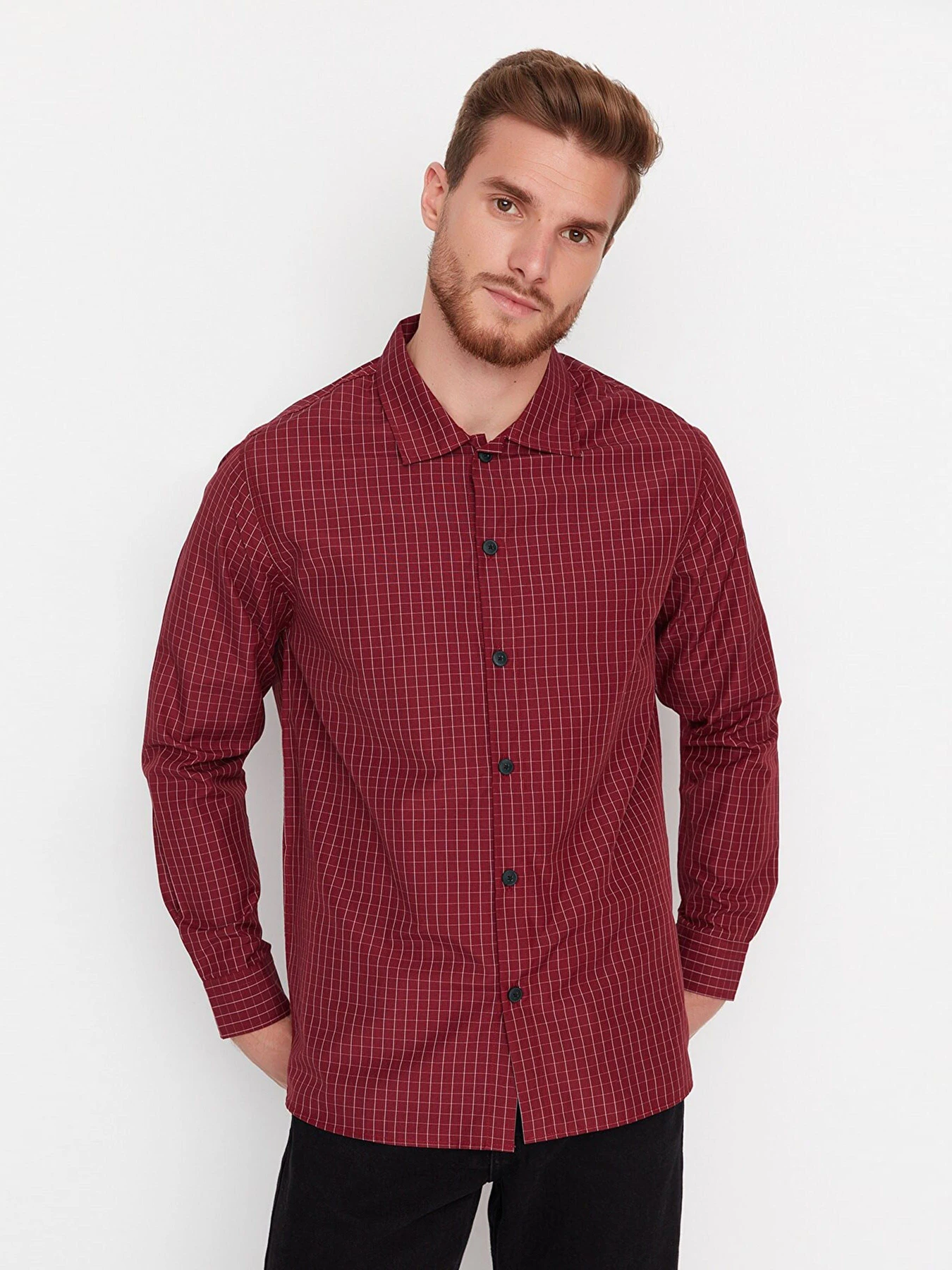 Рубашки Trendyol модель TMNAW23GO00016/Bordo Рубашки Trendyol модель TMNAW23GO00016/Bordo Фото