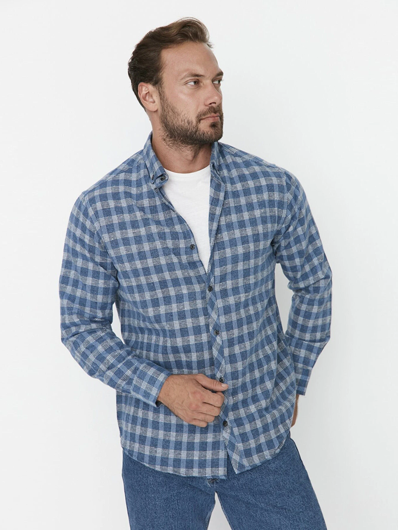 Сорочки Trendyol модель TMNAW23GO00174/Mavi Фото