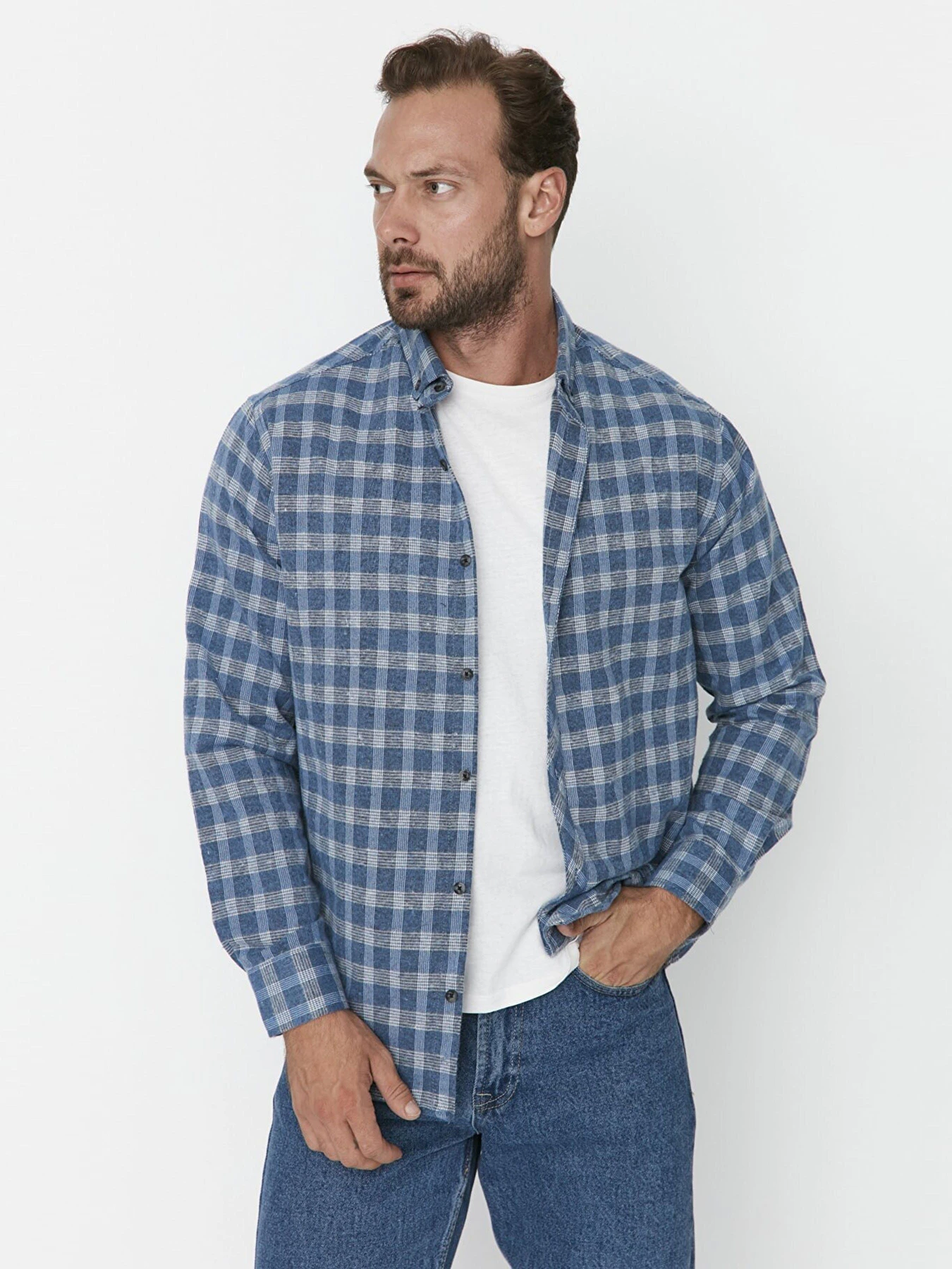Сорочки Trendyol модель TMNAW23GO00174/Mavi Фото