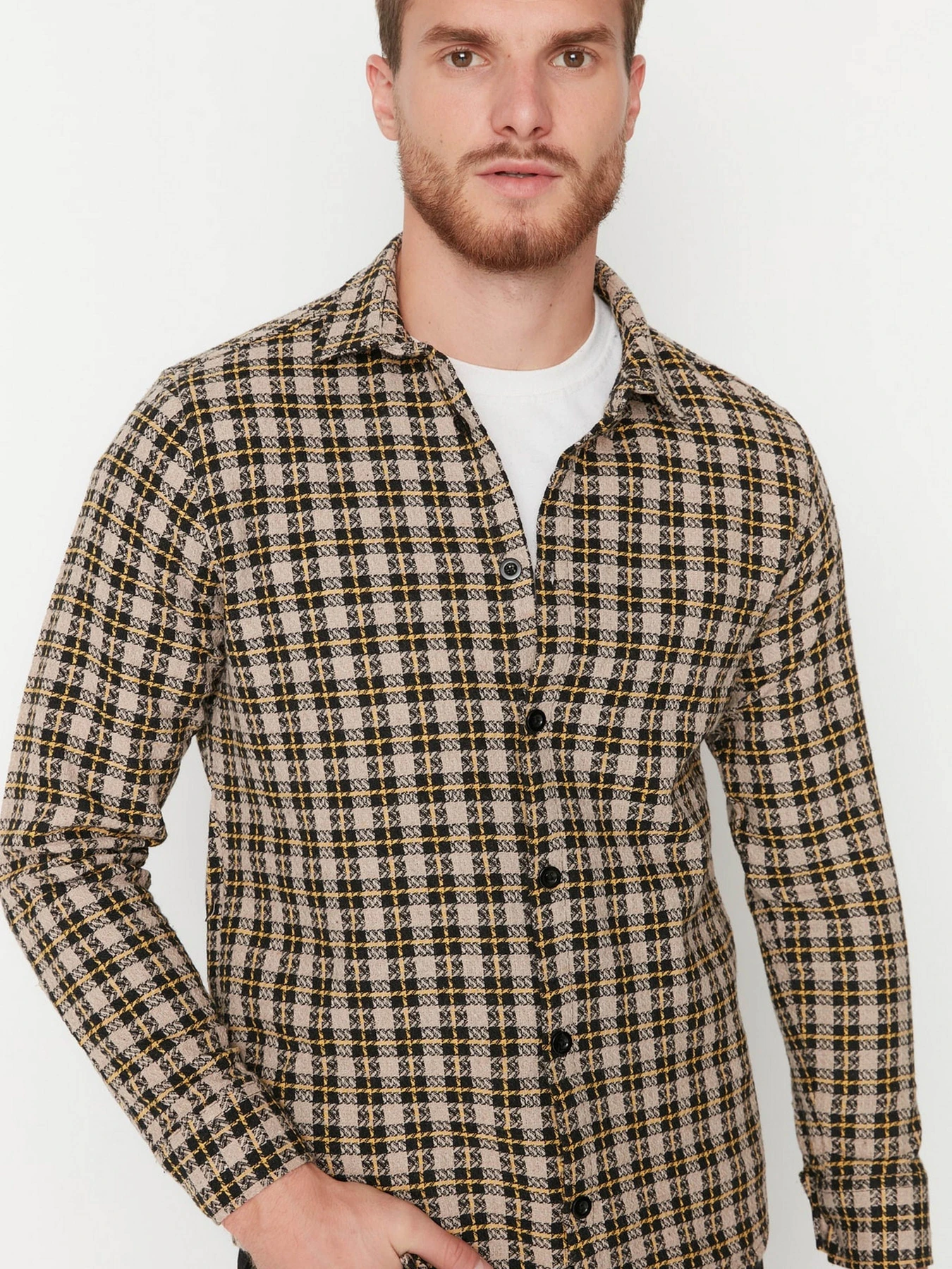Рубашки Trendyol модель TMNAW23GO00071/Camel Рубашки Trendyol модель TMNAW23GO00071/Camel Фото