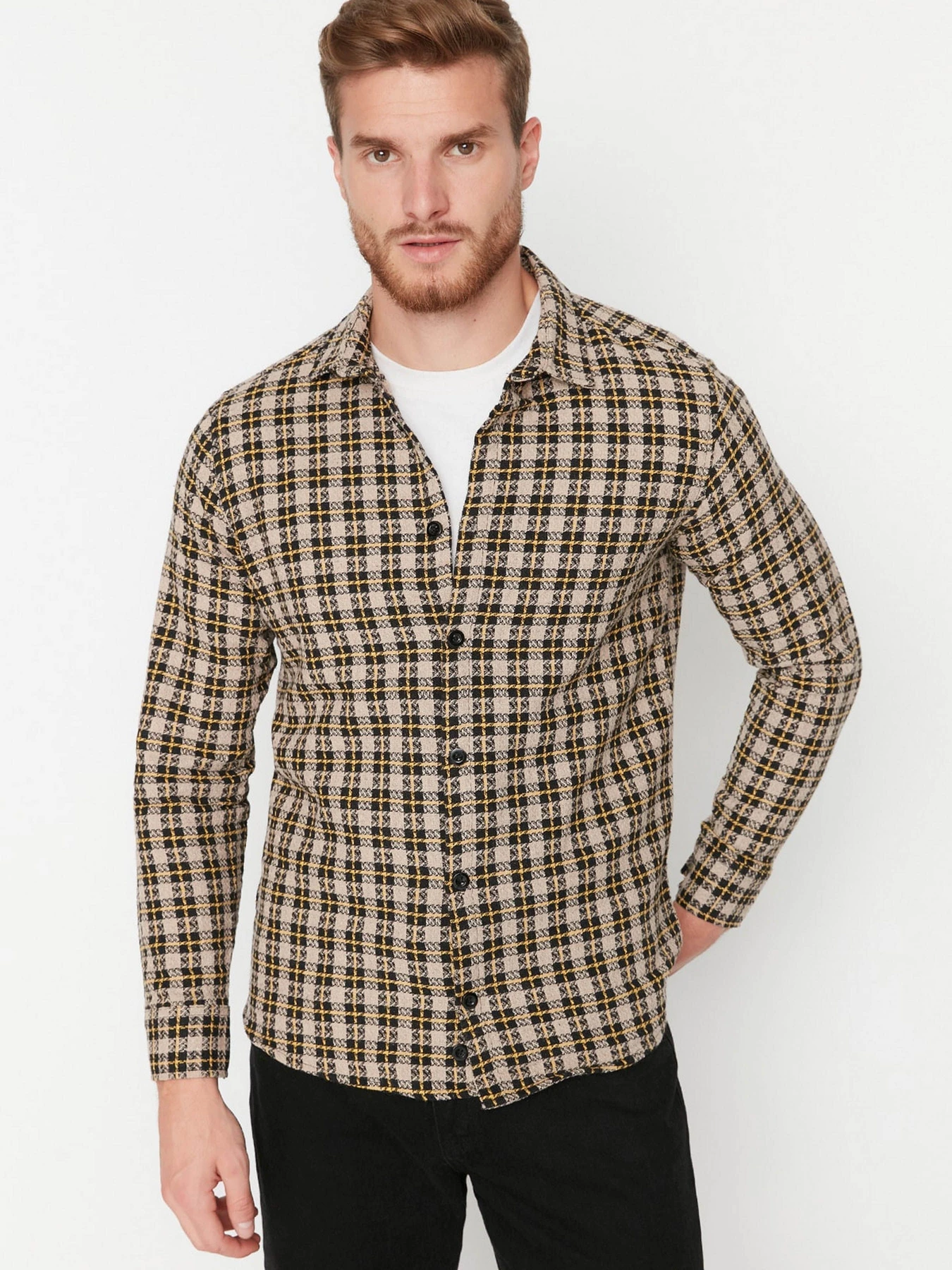 Рубашки Trendyol модель TMNAW23GO00071/Camel Рубашки Trendyol модель TMNAW23GO00071/Camel Фото