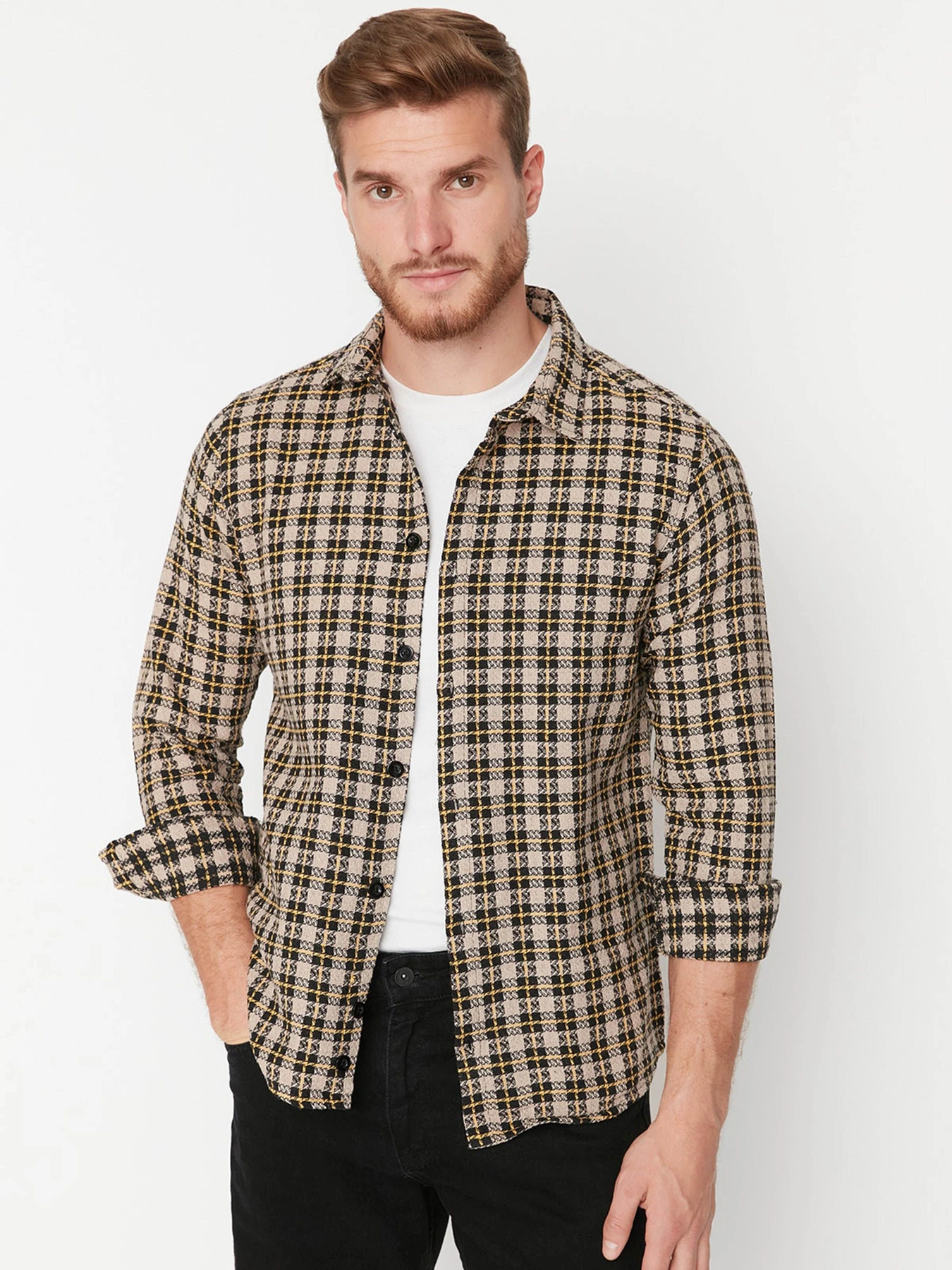 Рубашки Trendyol модель TMNAW23GO00071/Camel Рубашки Trendyol модель TMNAW23GO00071/Camel Фото