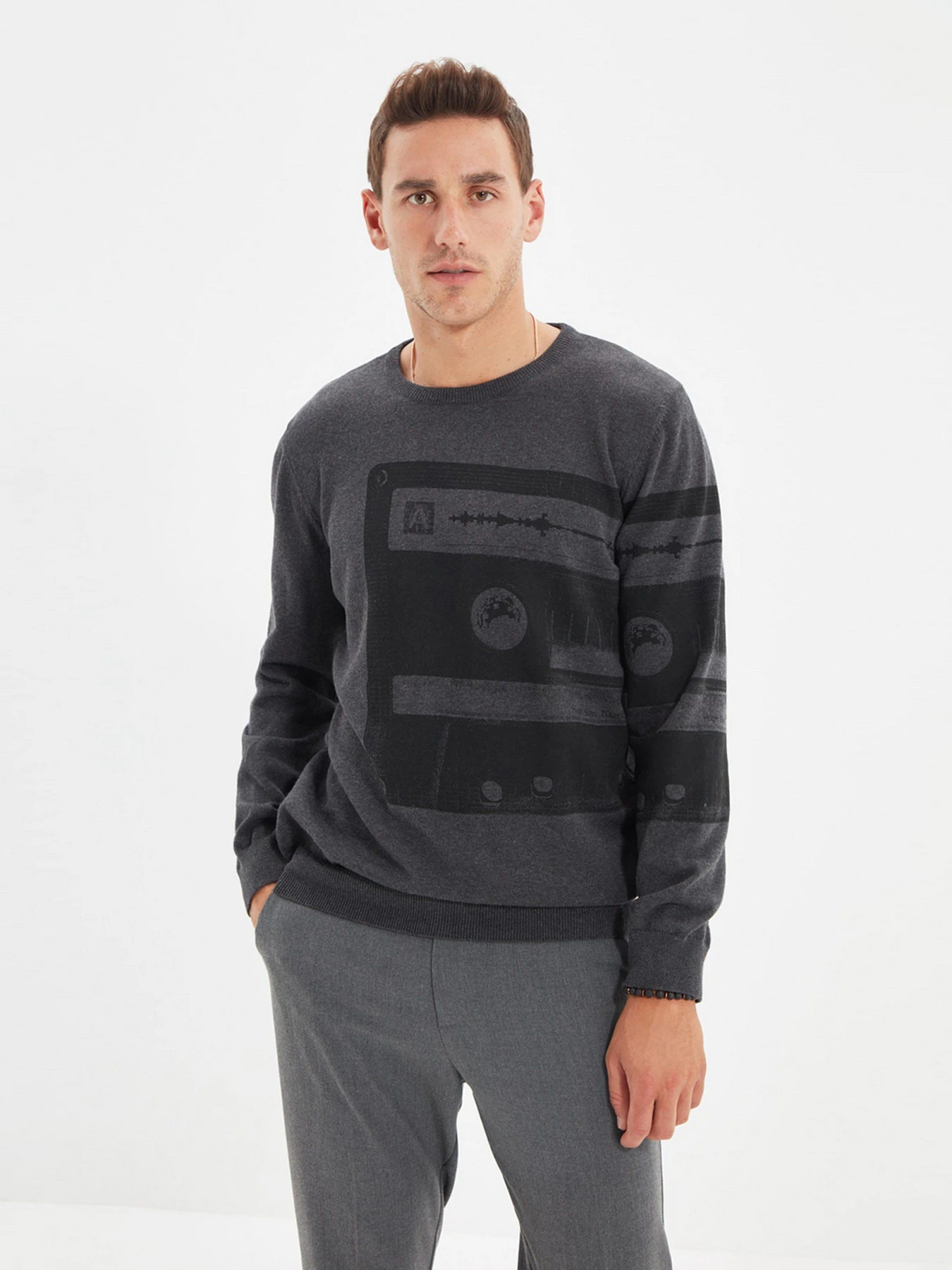 Светри та кардигани Trendyol модель TMNAW22KZ1417/Gri Светри та кардигани Trendyol модель TMNAW22KZ1417/Gri Фото