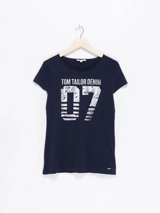 Футболки і поло Tom Tailor модель 1018603.XX.71_т.синій з білим Фото
