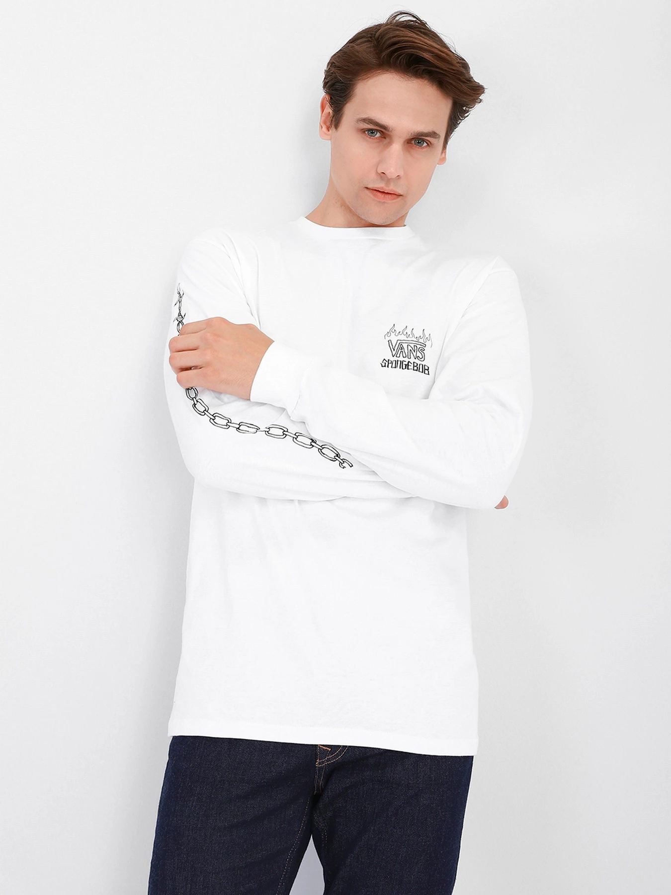 Худи и свитшоты Vans x SpongeBob Skull LS модель VN0A5KCUZAU1 Фото