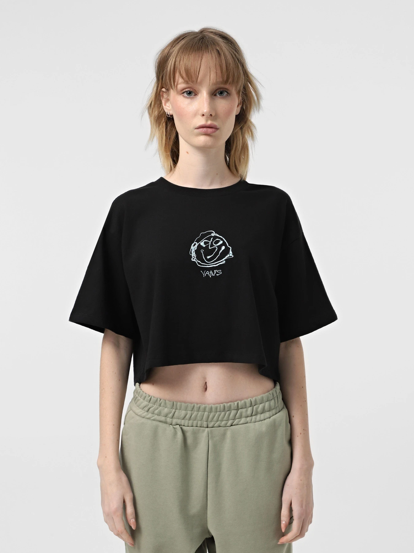 Футболки и поло Vans Grinning Face Relax Crop модель VN000MC5BLK1 Фото