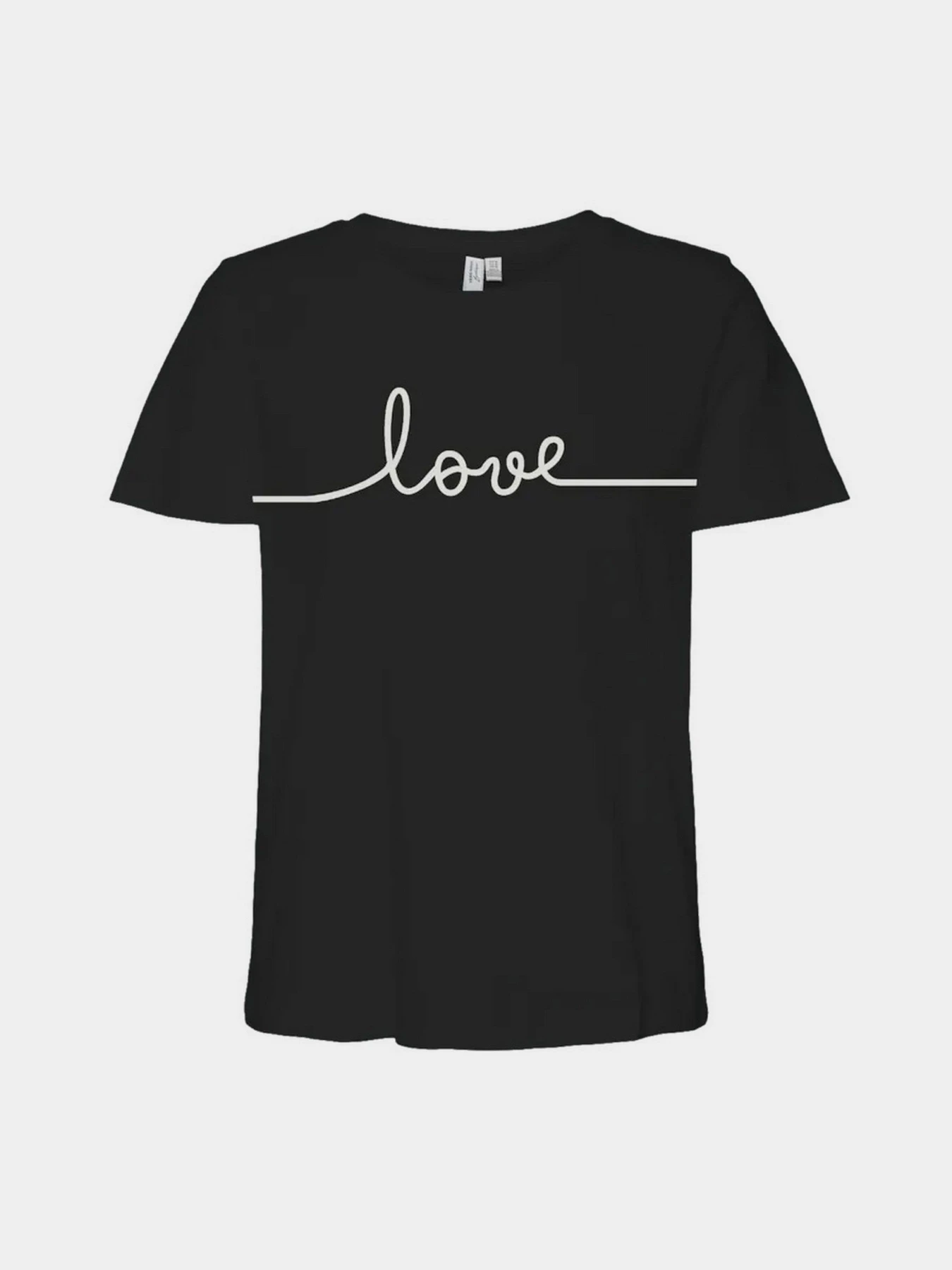 Футболки и поло Vero Moda модель 10332587_Black LOVE in SNOW WHITE Футболки и поло Vero Moda модель 10332587_Black LOVE in SNOW WHITE Фото