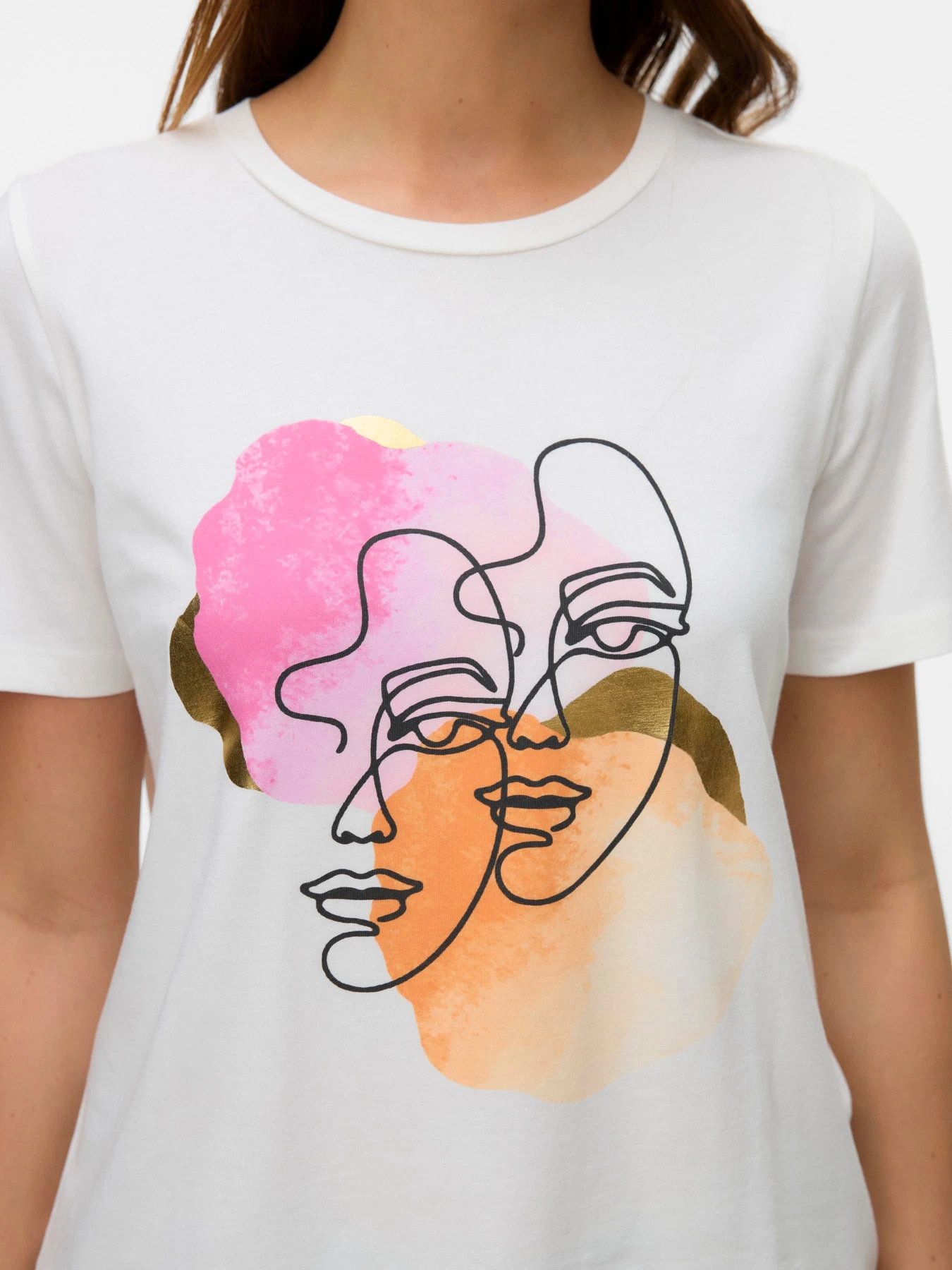 Футболки і поло Vero Moda VMDIFACEY S/S O-NECK T-SHIRT модель 10333772_Snow White PINK & ORANGE F Фото
