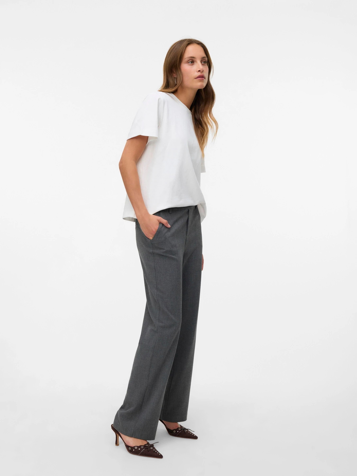 Штани Vero Moda MAYA KIARA MW STRAIGHT PANT модель 10331956_Black GREY MELANGE Штани Vero Moda MAYA KIARA MW STRAIGHT PANT модель 10331956_Black GREY MELANGE Фото