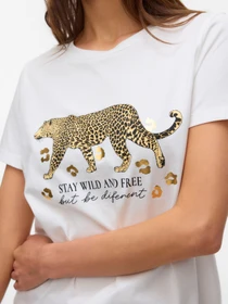 Футболки и поло Vero Moda FEO S/S O-NECK T-SHIRT модель 10332807_Snow White GOLD TIGER Фото
