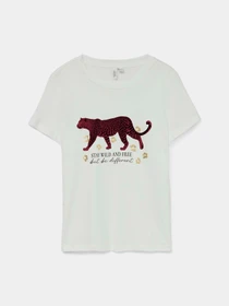 Футболки и поло Vero Moda FEO S/S O-NECK T-SHIRT модель 10332807_Snow White RED TIGER Фото