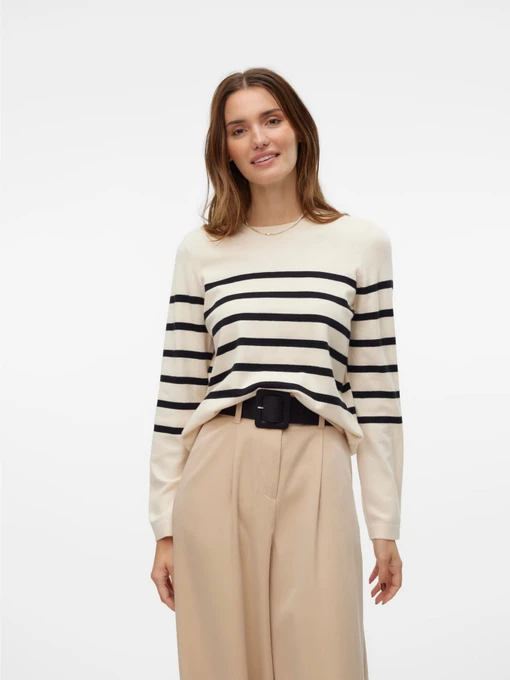Свитры и кардиганы Vero Moda SABA PLAIN LS O-NECK PULLOVER модель 10309324_Birch BLACK Фото