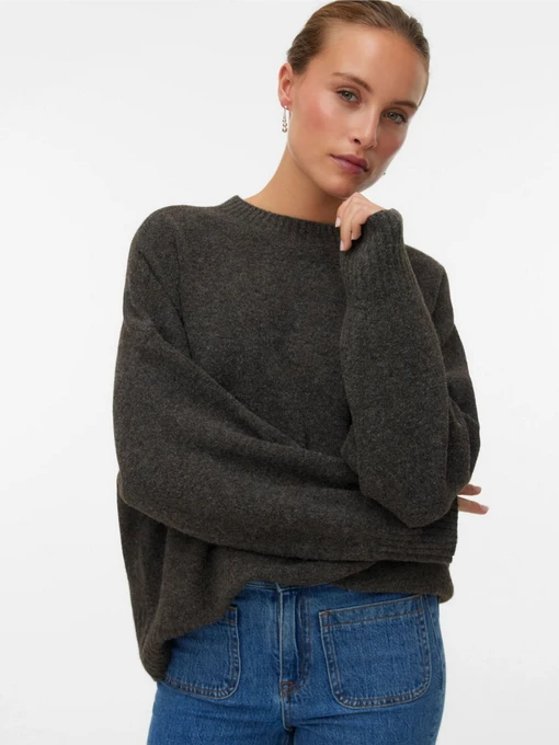 Свитры и кардиганы Vero Moda BOOM LS O-NECK PULLOVER модель 10320463_Chocolate Torte MELANGE Фото