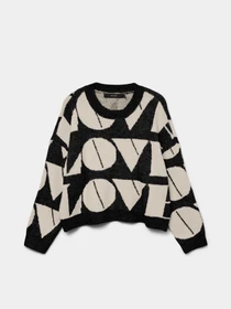 Свитры и кардиганы Vero Moda LOVE LS O-NECK PULLOVER модель 10331432_Black W. BIRCH BIG LOVE Фото