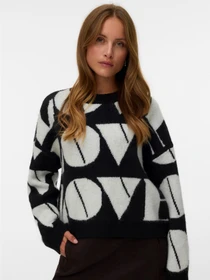 Светри та кардигани Vero Moda LOVE LS O-NECK PULLOVER модель 10331432_Black W. BIRCH BIG LOVE Фото